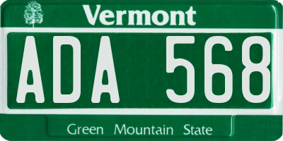 VT license plate ADA568