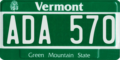 VT license plate ADA570