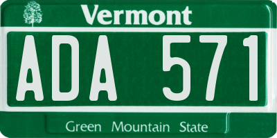 VT license plate ADA571