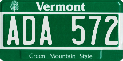 VT license plate ADA572