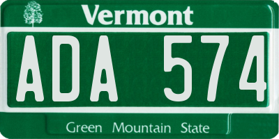 VT license plate ADA574