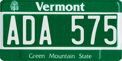 VT license plate ADA575