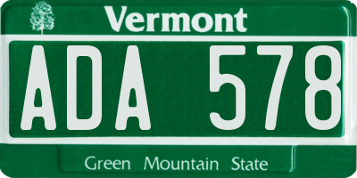 VT license plate ADA578