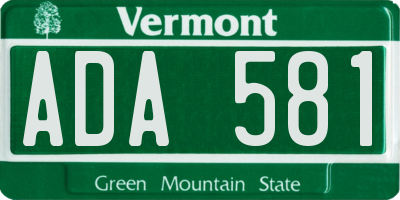 VT license plate ADA581