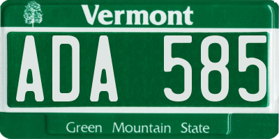 VT license plate ADA585