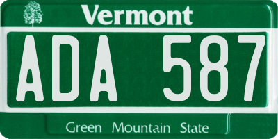 VT license plate ADA587