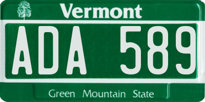 VT license plate ADA589