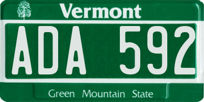 VT license plate ADA592
