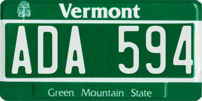 VT license plate ADA594