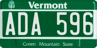 VT license plate ADA596