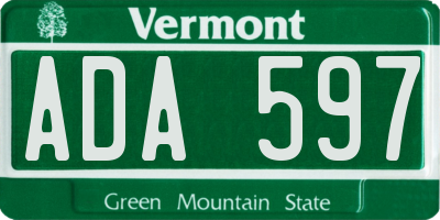 VT license plate ADA597