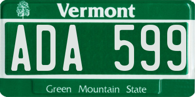 VT license plate ADA599
