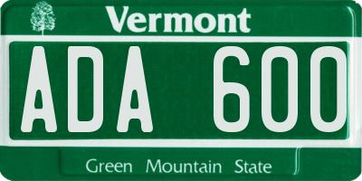 VT license plate ADA600