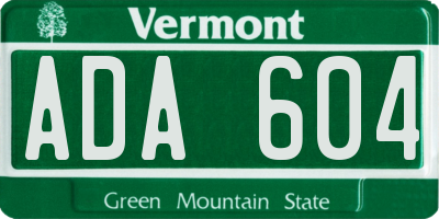 VT license plate ADA604