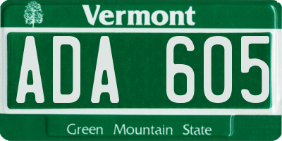 VT license plate ADA605