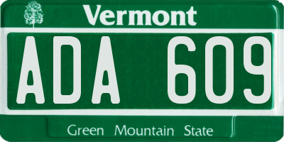 VT license plate ADA609