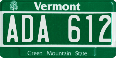 VT license plate ADA612