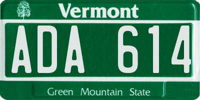 VT license plate ADA614