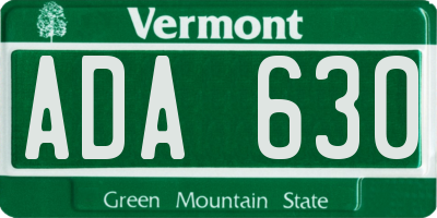 VT license plate ADA630