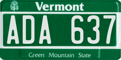 VT license plate ADA637