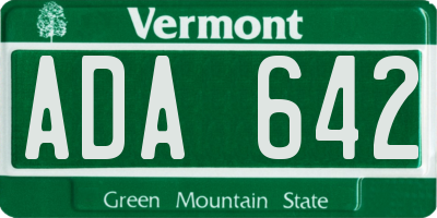 VT license plate ADA642