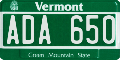 VT license plate ADA650