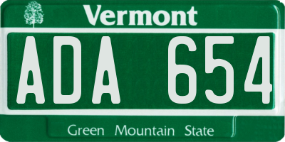 VT license plate ADA654