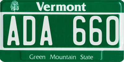 VT license plate ADA660