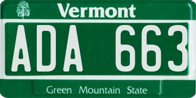 VT license plate ADA663