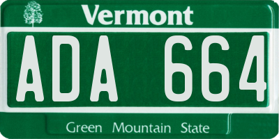 VT license plate ADA664