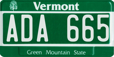 VT license plate ADA665