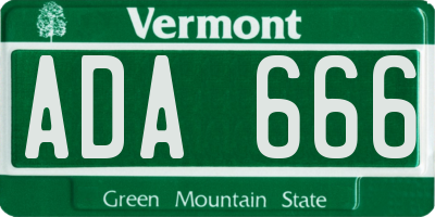 VT license plate ADA666