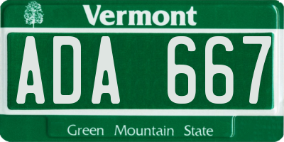 VT license plate ADA667