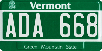 VT license plate ADA668