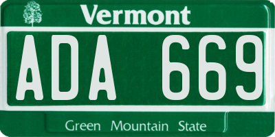 VT license plate ADA669
