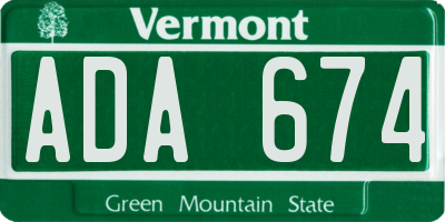 VT license plate ADA674