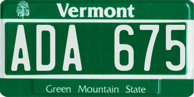 VT license plate ADA675