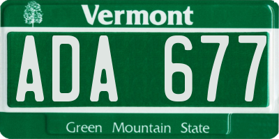 VT license plate ADA677