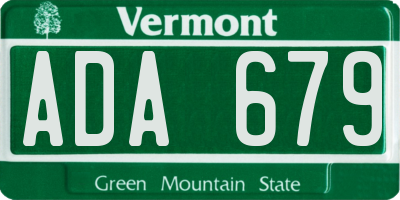 VT license plate ADA679