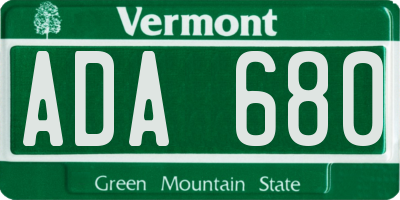 VT license plate ADA680