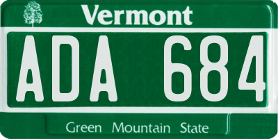VT license plate ADA684