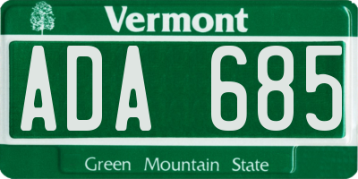 VT license plate ADA685