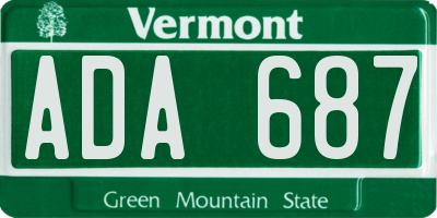 VT license plate ADA687