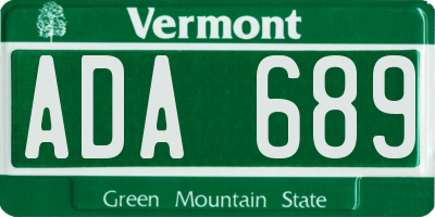 VT license plate ADA689