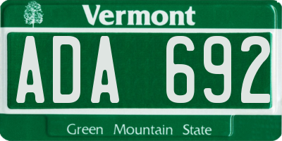 VT license plate ADA692