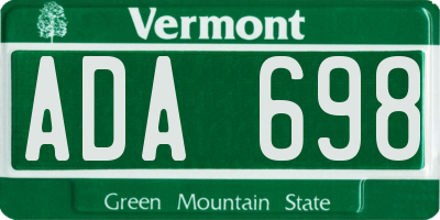 VT license plate ADA698