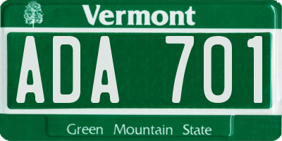 VT license plate ADA701