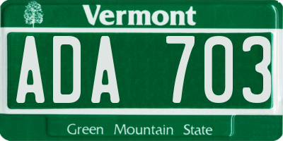 VT license plate ADA703