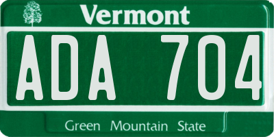 VT license plate ADA704