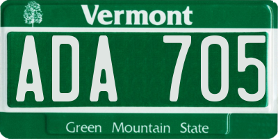 VT license plate ADA705